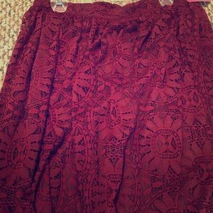 Mid length maroon skirt